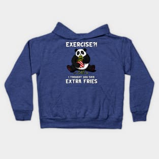 Panda Bear Exercise I Thought You Said Extra Fries Kids Hoodie